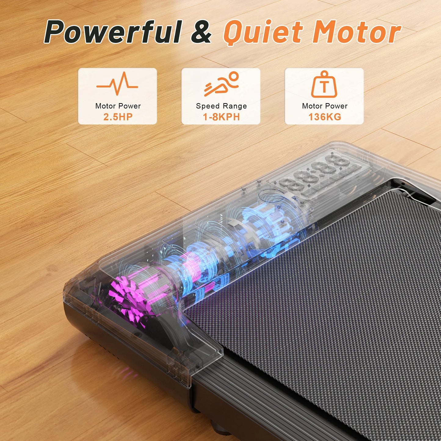 350lbs Treadmill for Home 2.5HP Treadmills Walking Pad LCD Digital Data Display 2in1 Walking Running Fitness Exercise Machine