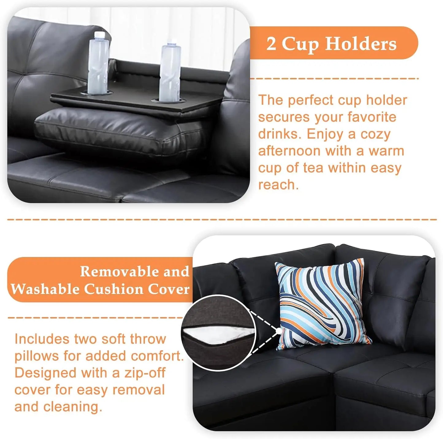 Sectional Sofa Couch Modern 4 Seater Chaise Lounge Ottoman