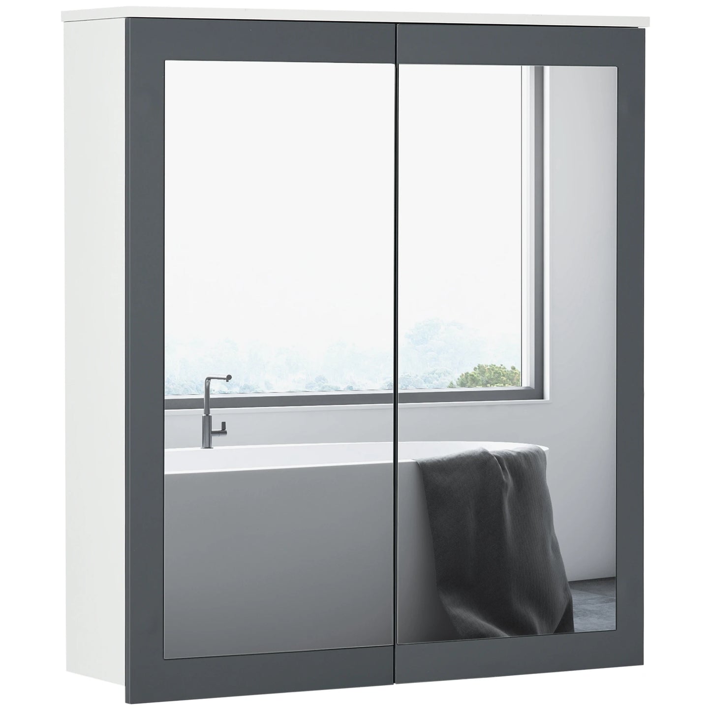 Kleankin Wall Mounted Medicine Cabinet With Mirror 27 By 30