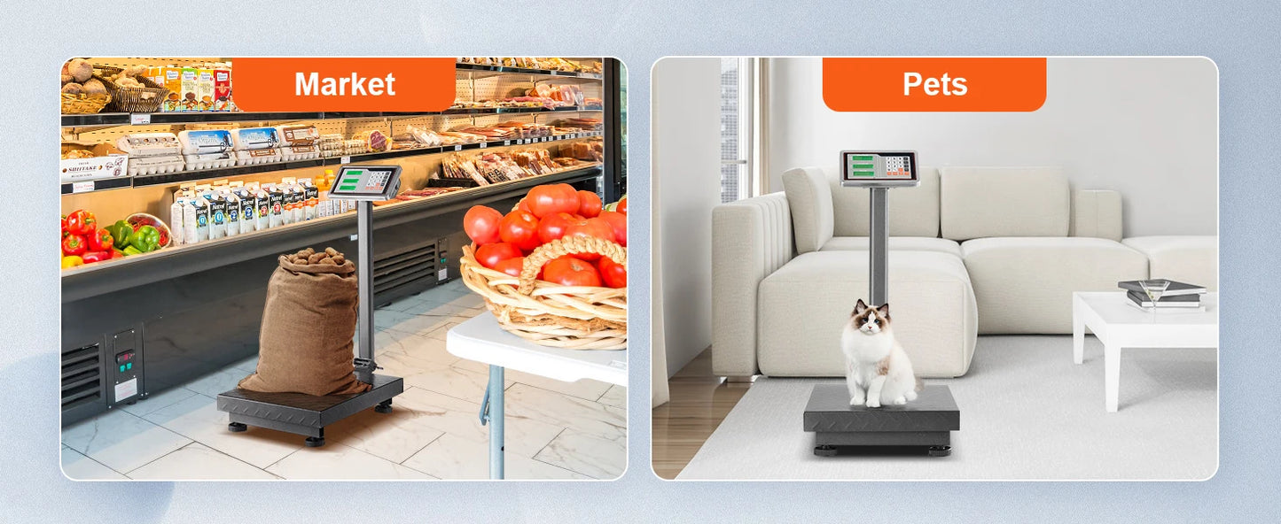 SucceBuy Computing Digital Platform Scale 660 lbs Load with LB/KG Tare Price Calculator Stainless Steel High-Definition Display