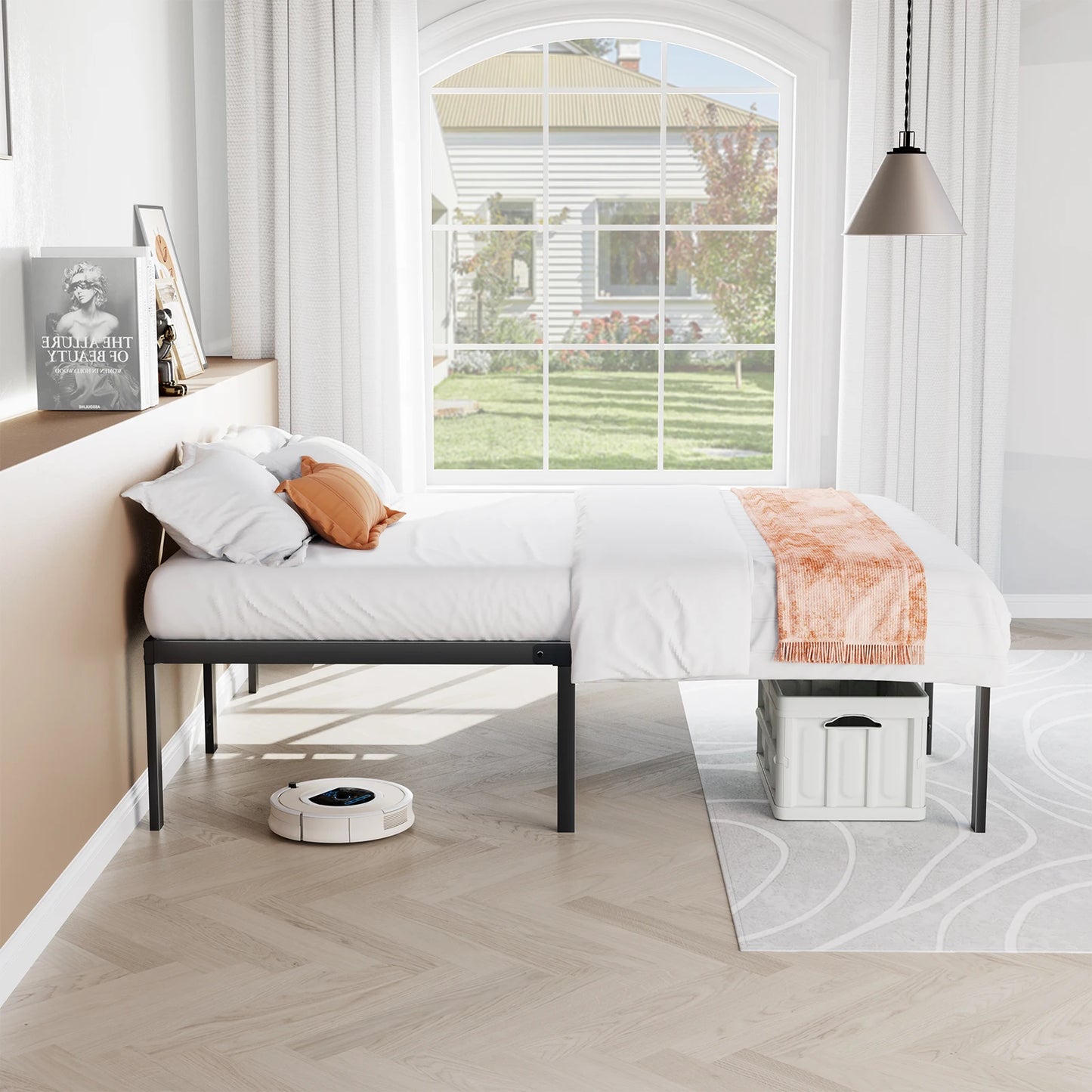 Heavy Duty Metal Platform Bed Frame with Storage Space