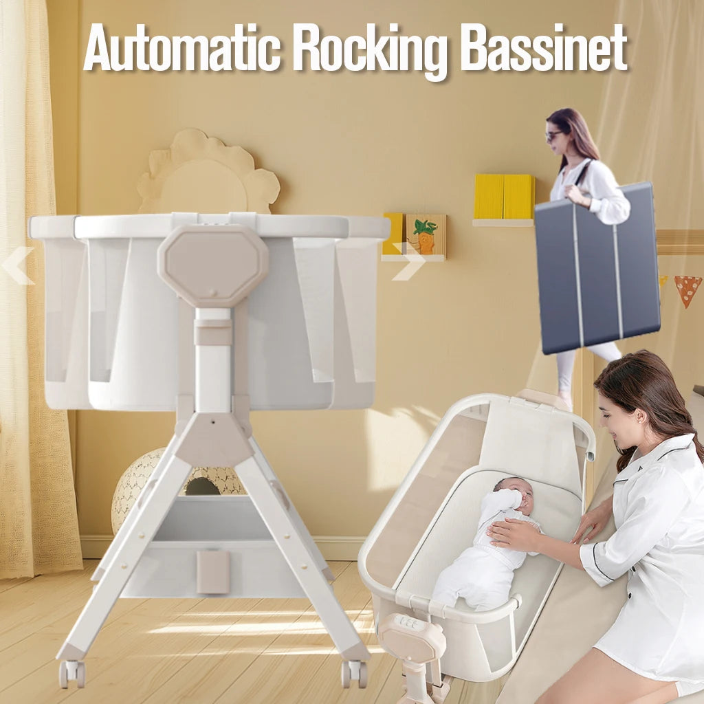 Adjustable Baby Bassinet Bedside Sleeper & Newborn Co-Sleeper with Storage Basket