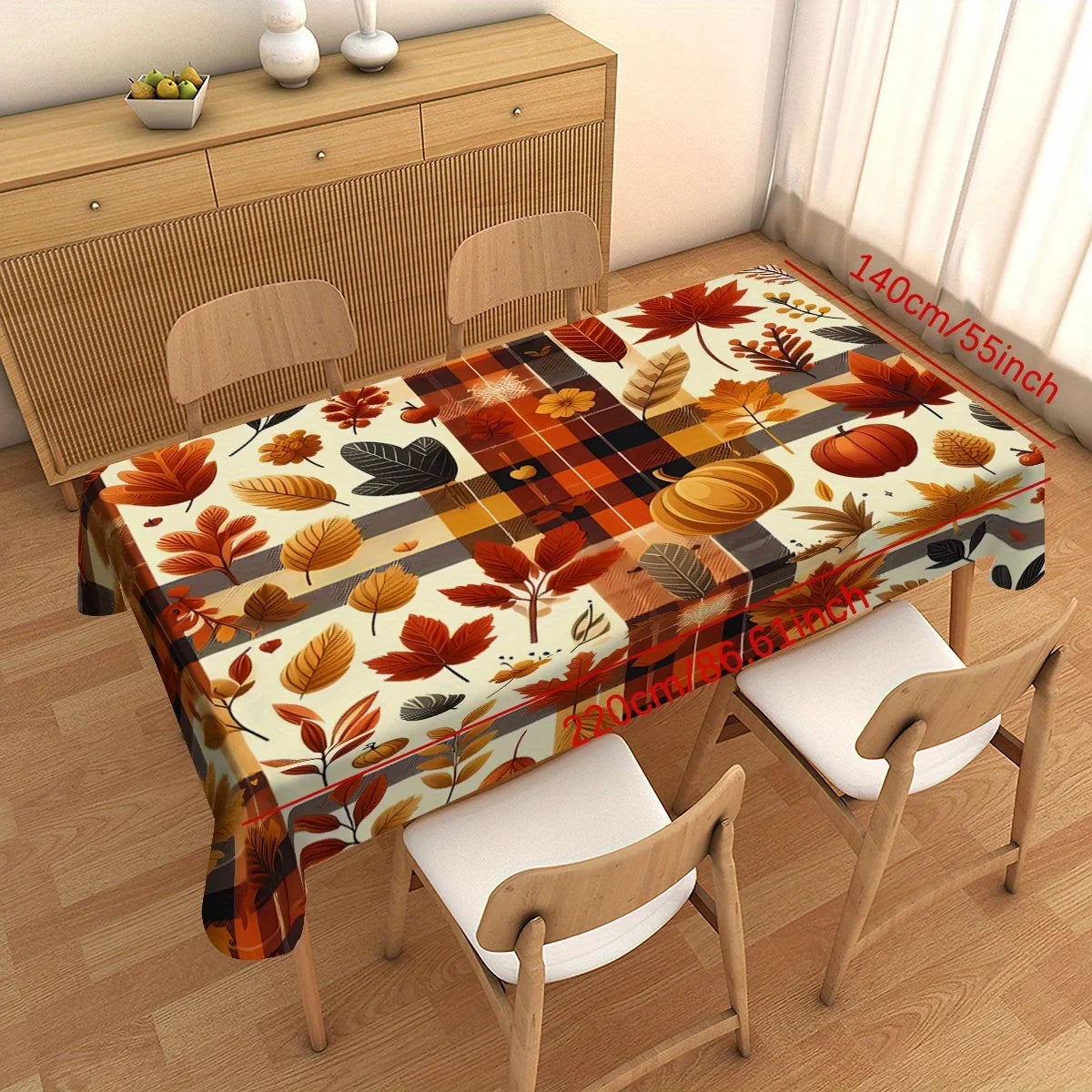 Tablecloth Fall Harvest Pumpkin Maple Leaf Tablecloth Rectangular Polyester Modern Design for Home Decor Festive Arrangements Indoor Outdoor Use Durable Easy Clean Reusable Table Cover Dining Table Kitchen Seasonal Decoration