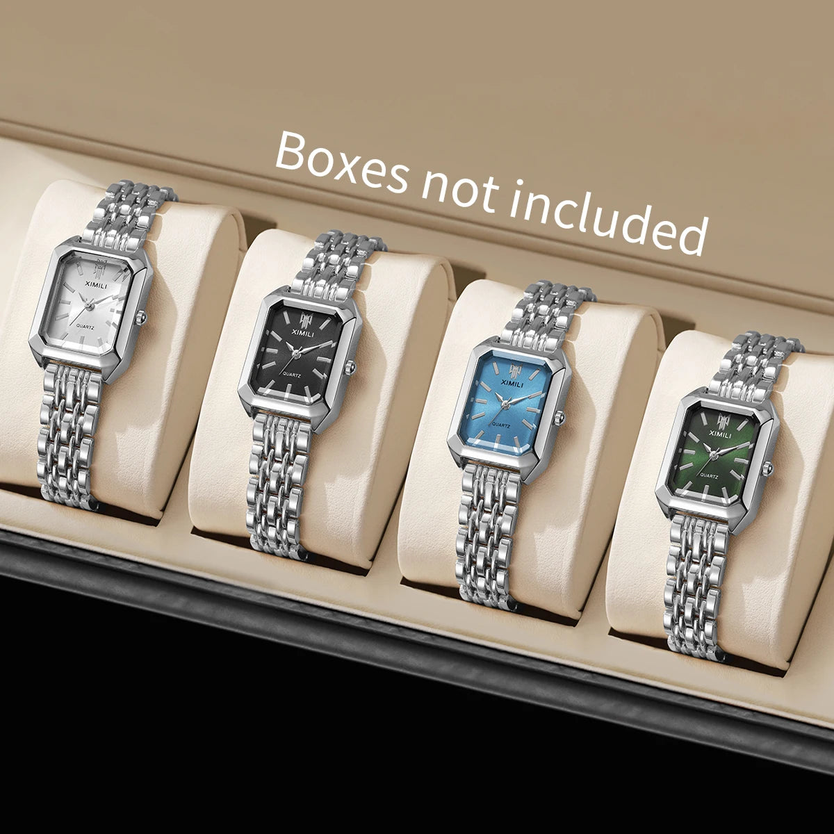 Elegant Women’s Rectangular Quartz Watch. Stainless Steel Bracelet Fashion Timepiece
