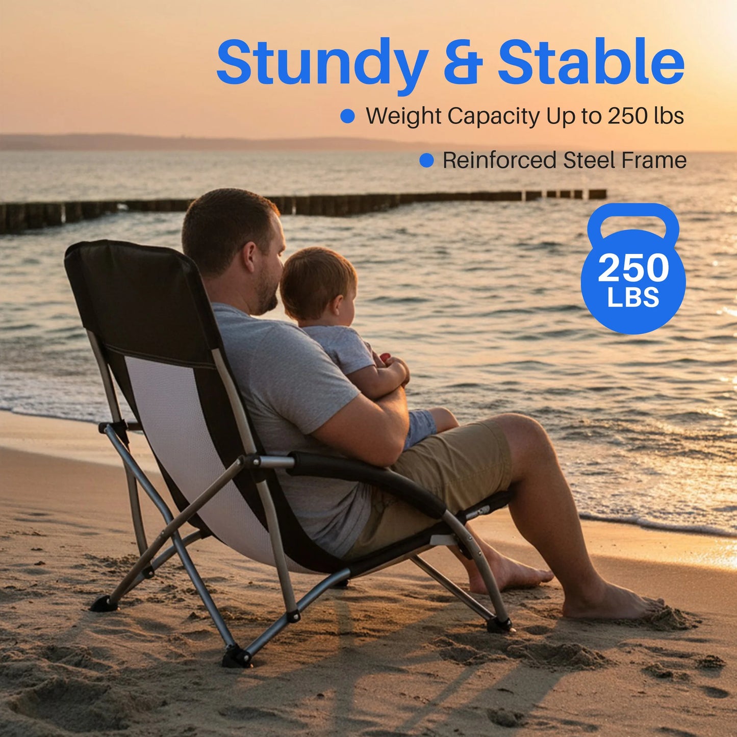 Low Profile Folding Camping Chair – Portable Outdoor Lounge Chair for Camping, Beach & Backyard Relaxation