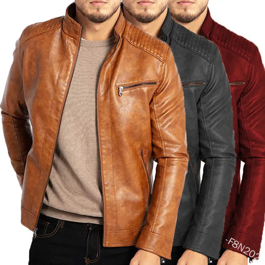Men’s Classic Faux Leather Zip Jacket
