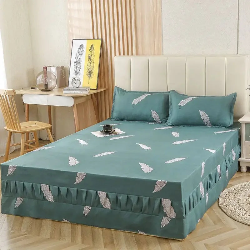 Bedroom Flat Sheets Bed Printed Fashion Modern Queen King Size Washed Cotton Comfortable Bedding Mattress Cover Bedspread New