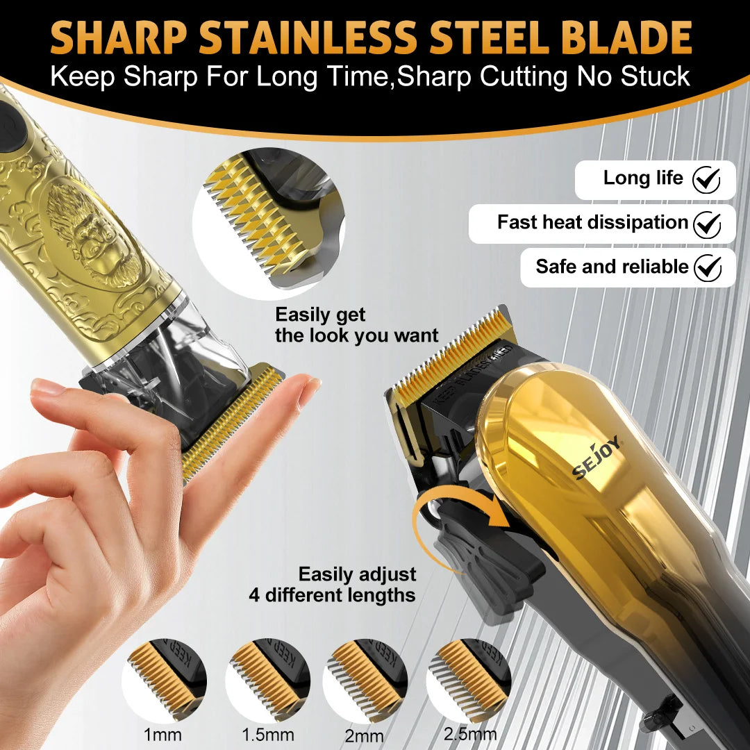 Rechargeable Hair Clippers Kit for Men,Professional Clippers and Trimmers Set,Cordless Hair Beard Trimmer, Barber Clippers,Gift