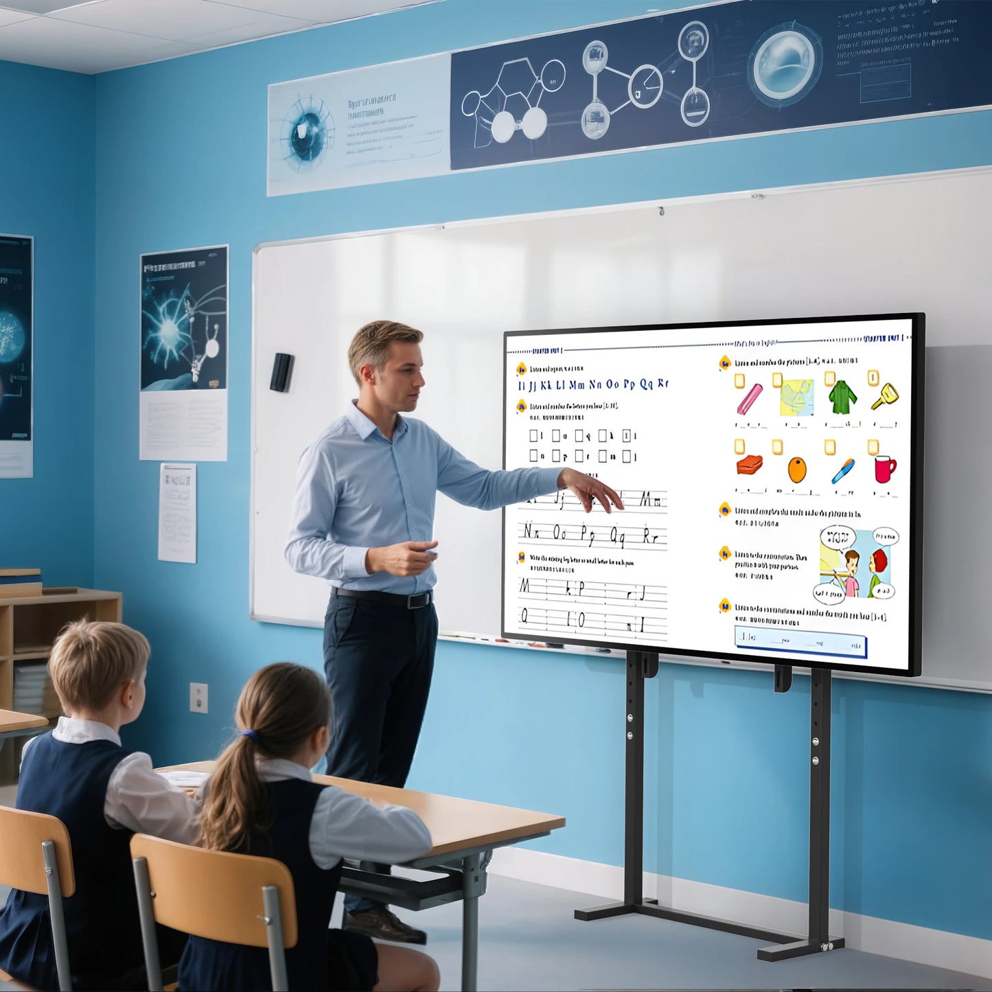 Floor TV Stand Bracket Free Standing TV Trolley Height Adjustable for 32-100 Inch Flat Panel LED LCD