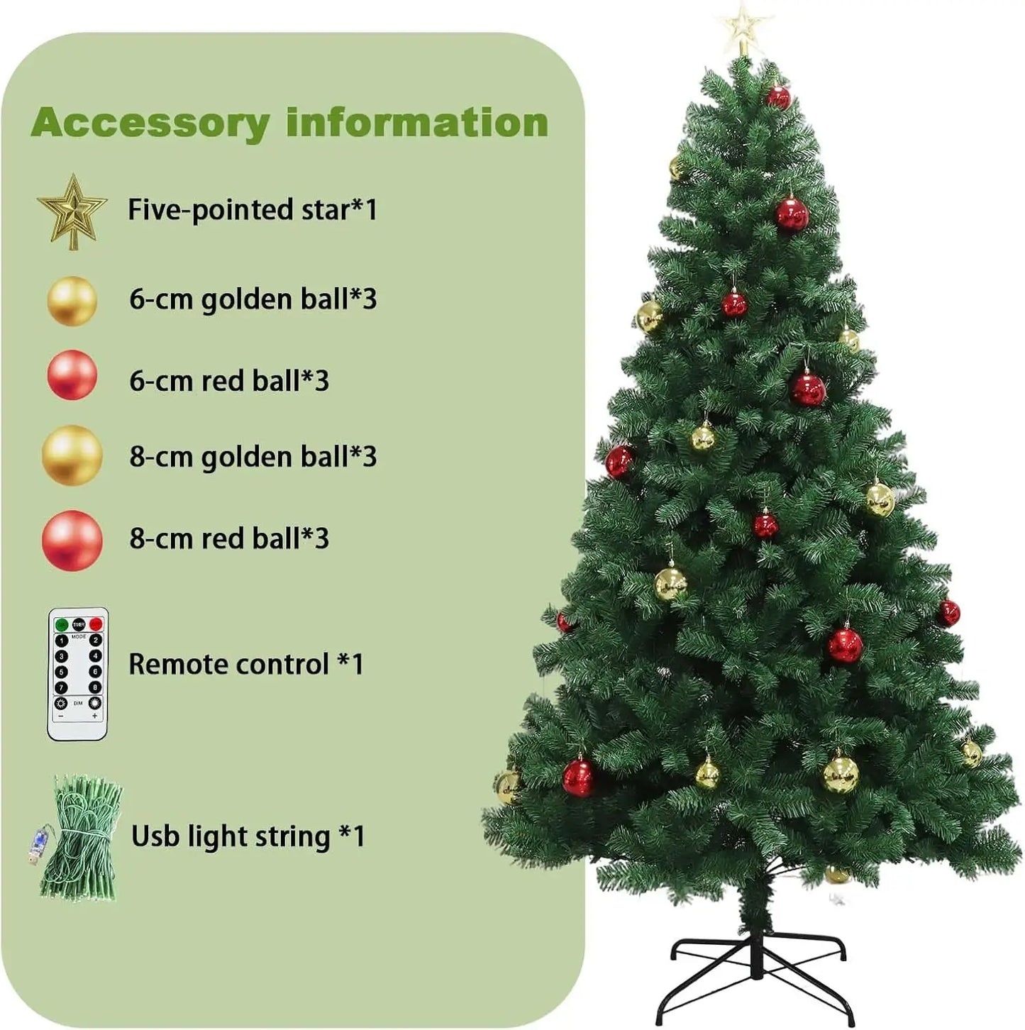 6FT/7FT Pre-Lit Artificial Christmas Tree with Remote Control . Realistic Green Holiday Tree for Home, Office & Seasonal Decor