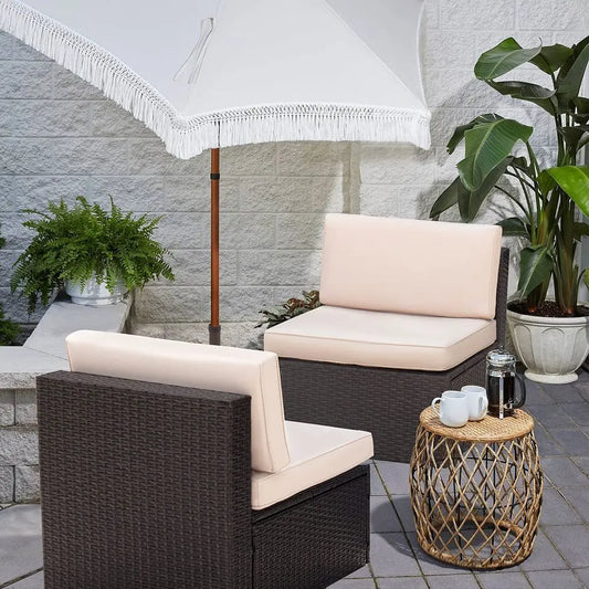 2 Piece All Weather Outdoor Patio Sofa Set with Cushions