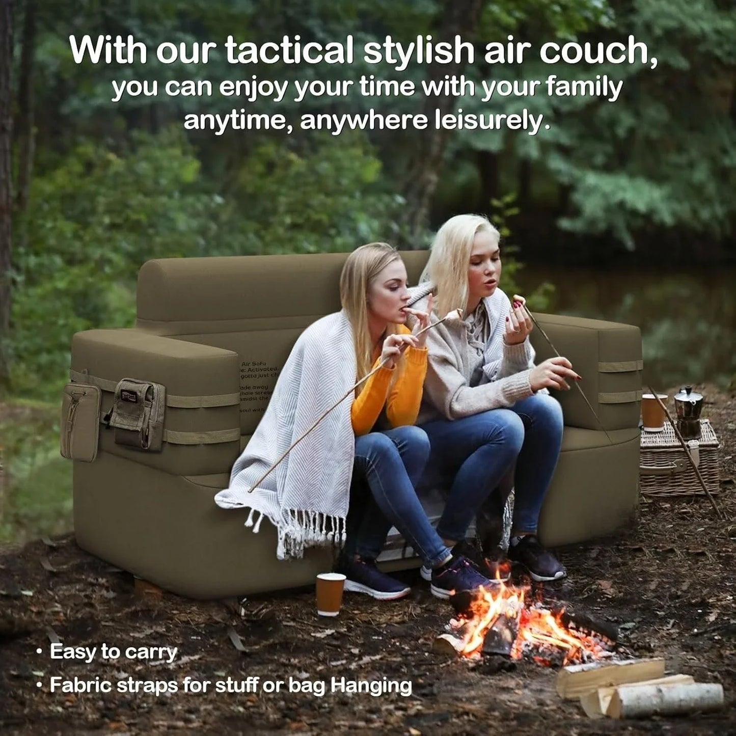 Inflatable Couch Multifunctional Durable Inflatable Sofa with Built in Pump Inflatable Furniture Portable Blow Up Couch