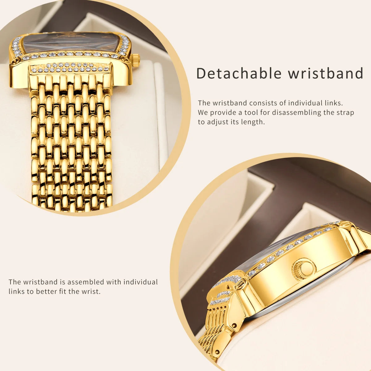 YalaLusi Luxury Crystal Square Watch . Elegant Waterproof Fashion Timepiece