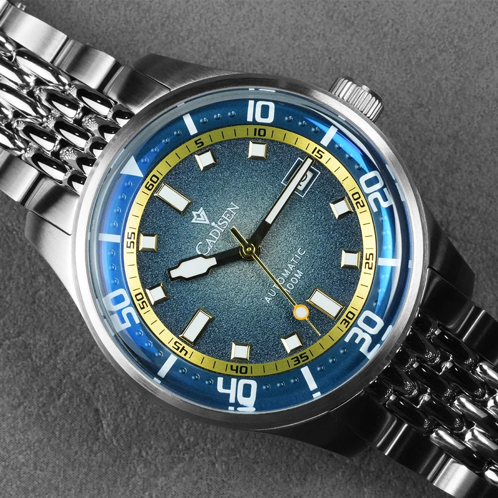 CADISEN Automatic Mechanical Watch Man Silver Business Casual Waterproof Watch Japan MIYOTA 8215 Movement Luminous Men's Watch