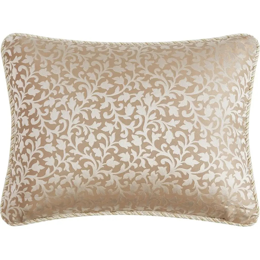 Queen 6PC Comforter Set Polyester Floral Jacquard Shams Bed Skirt Velvet Quilted Ivory Gold Chenille Traditional Bedding Decor
