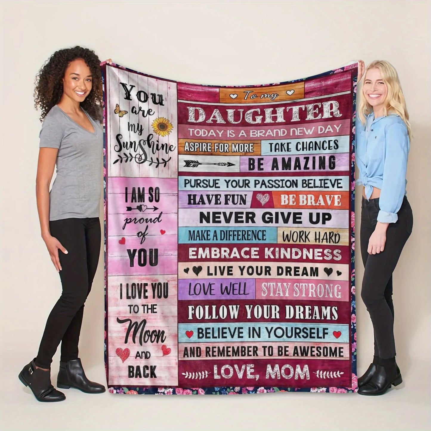 1pc Envelope Printed Flannel Blanket, To My Daughter From Mom Blanket For All Season, Warm Cozy Soft Throw Blanket Nap Blanket