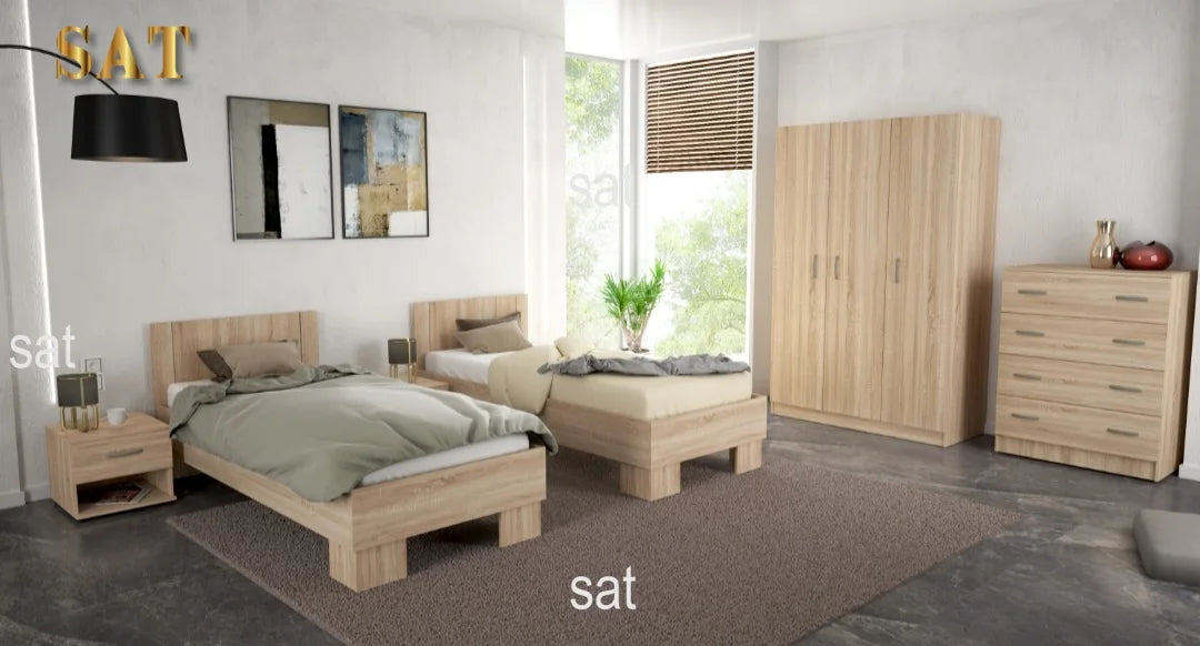 Modern Coordinated Bedroom Furniture Suite with Upholstered Bed