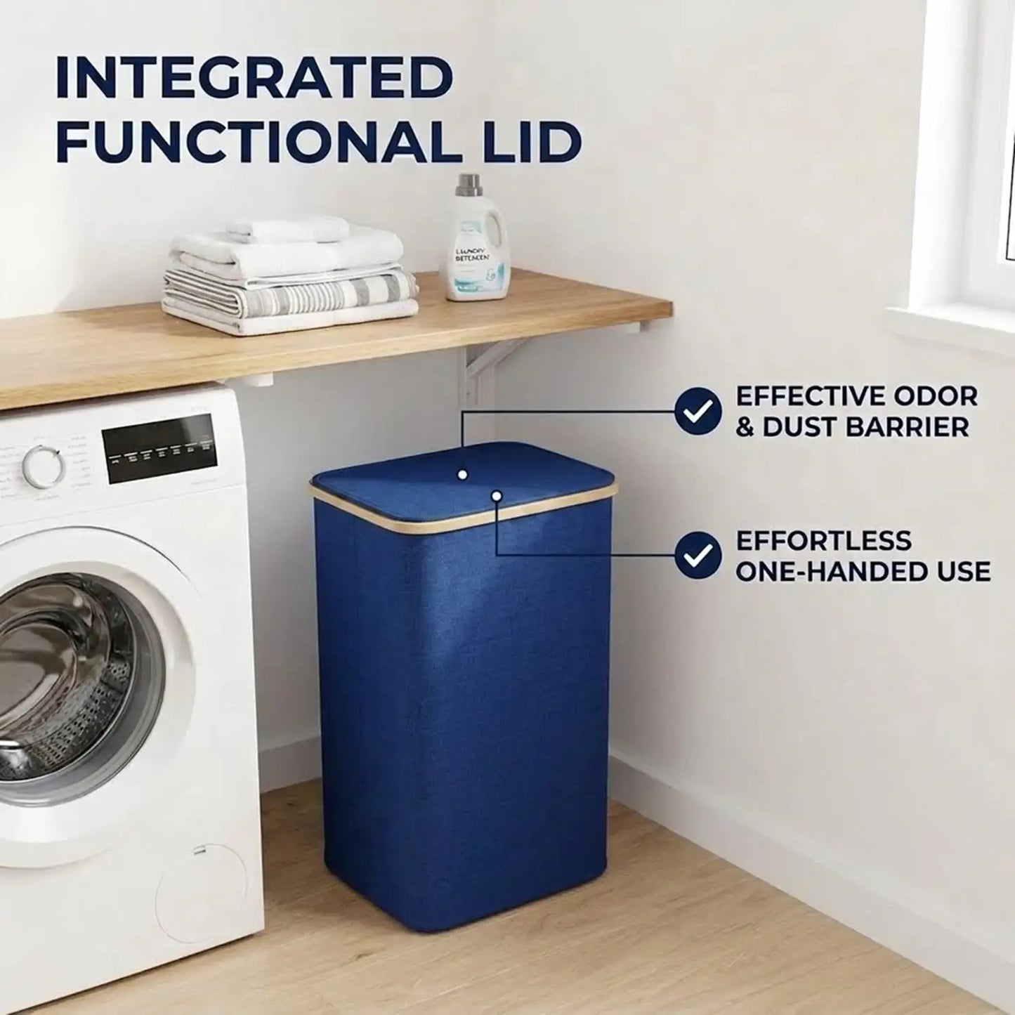 110L Large Capacity Laundry Hamper with Lid & Handles.  Collapsible Oxford Fabric Basket