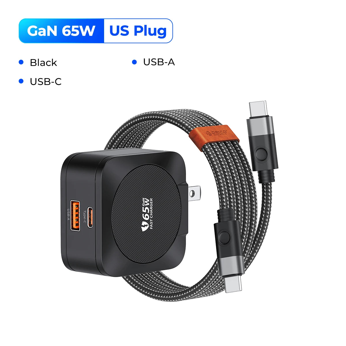 ORICO 65W GaN Charger Fast Charging USB PD Charger Cell Phone Charger Fast Charging Charger Type C for iphone 15/14