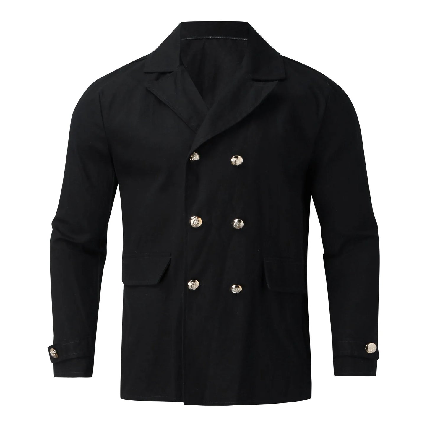 Men’s Classic Double Breasted Wool Blend Peacoat Jacket