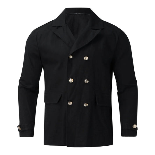 Men’s Classic Double Breasted Wool Blend Peacoat Jacket