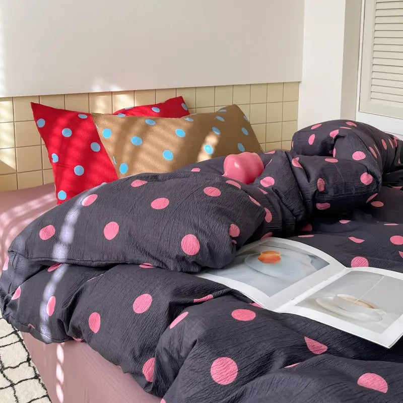 Polka Dot Duvet Cover Set. Colorful Modern Bedding