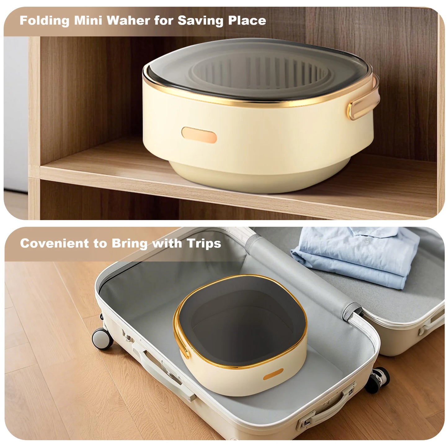 13L Portable Folding Washing Machine with Spin Dryer . Compact Mini Washer for Travel, Dorms & Apartments