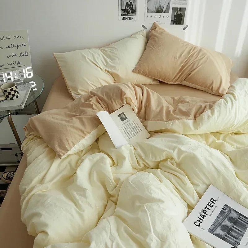 Soft Solid Color Duvet Cover Set. Modern Cozy Bedding