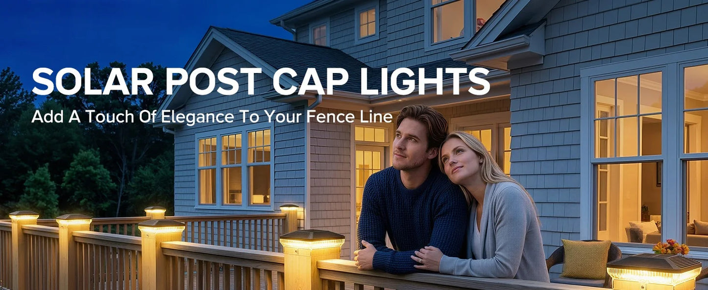 6/12 Pack Solar Fence Post Cap Lights | Waterproof LED Outdoor Deck, Patio & Garden Post Lights with 3 Lighting Modes