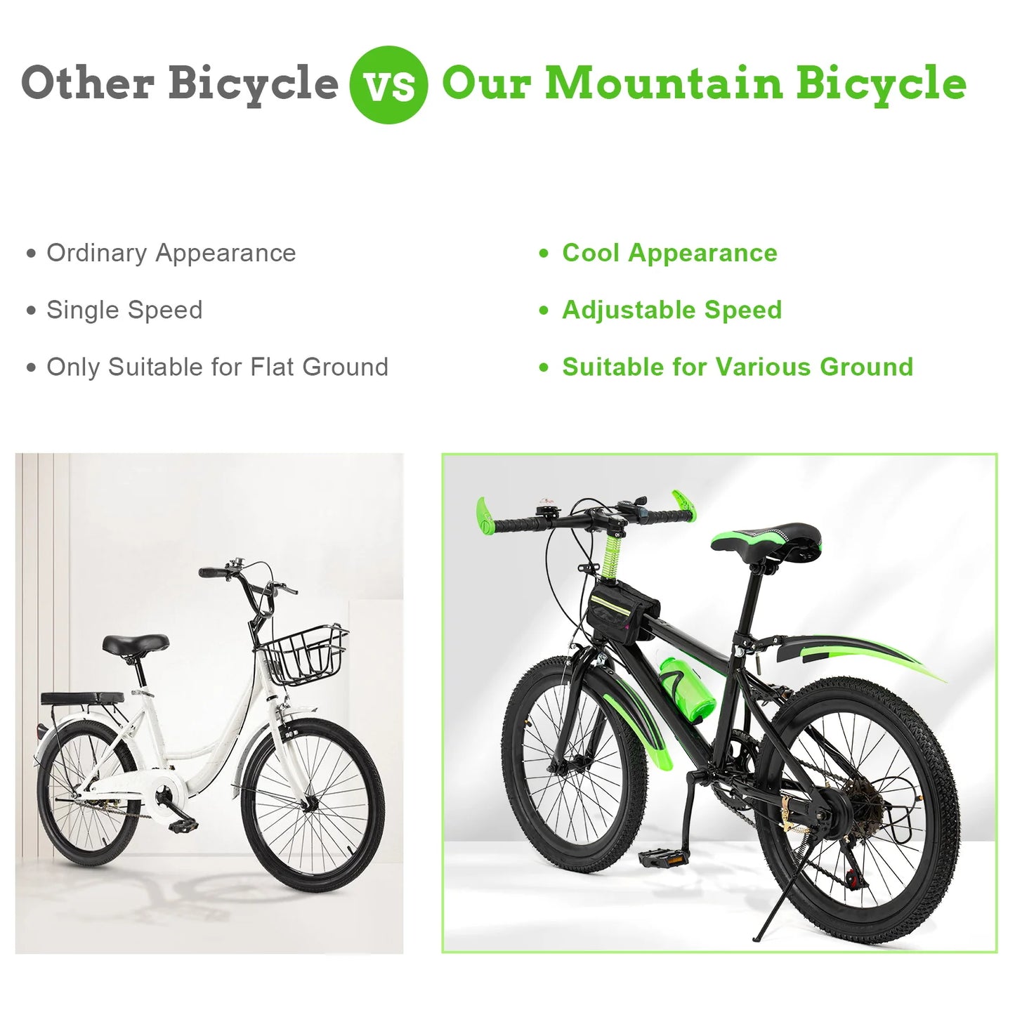 20-Inch 7-Speed Mountain Bike . Kids Bicycle with Adjustable Seat, Front Suspension & Dual Disc Brakes