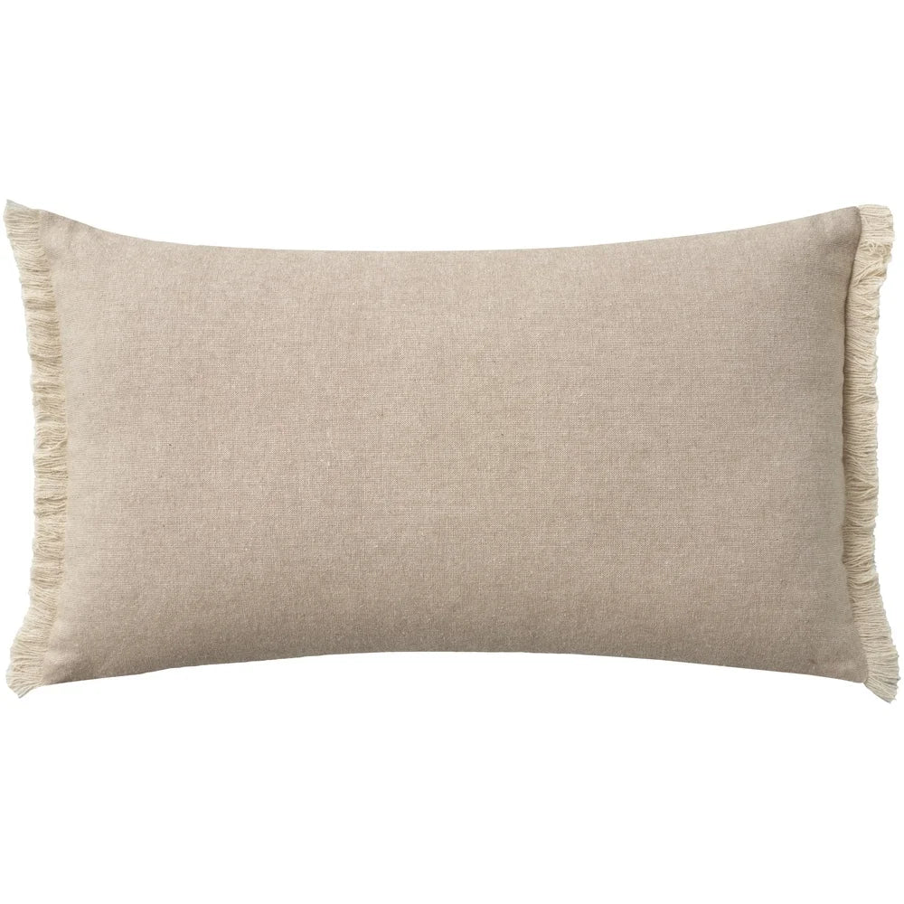 Embroidered Cotton Throw Pillow 12x21 Decorative Cushion Indoor Zip Closure Handmade Farmhouse Style