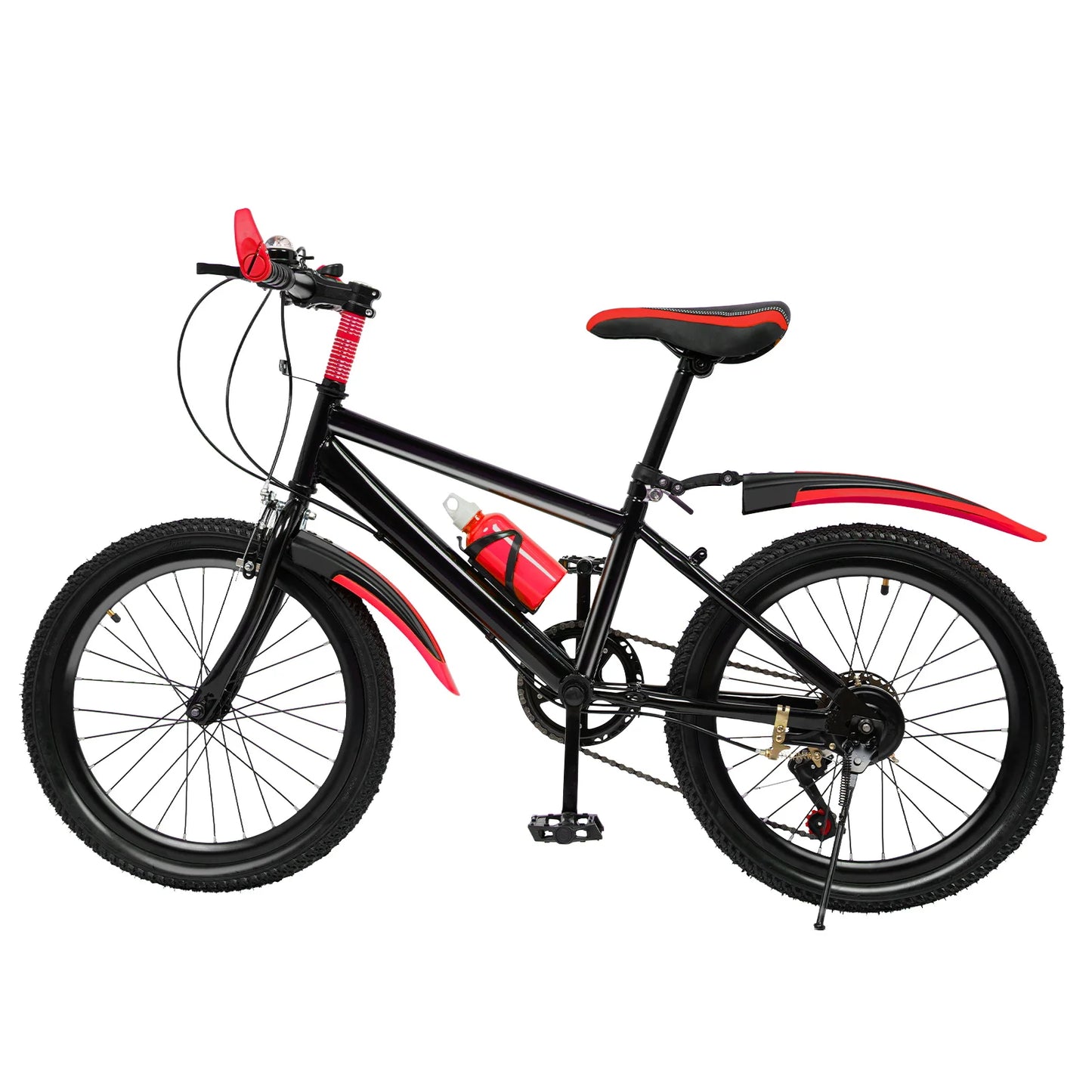 20-Inch 7-Speed Mountain Bike . Kids Bicycle with Adjustable Seat, Front Suspension & Dual Disc Brakes