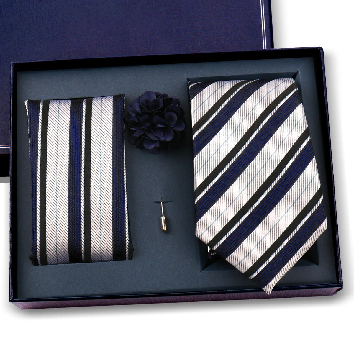 Luxury Men’s Paisley Necktie Gift Set. Silk Tie, Pocket Square, Cufflinks & Gift Box for Weddings & Business
