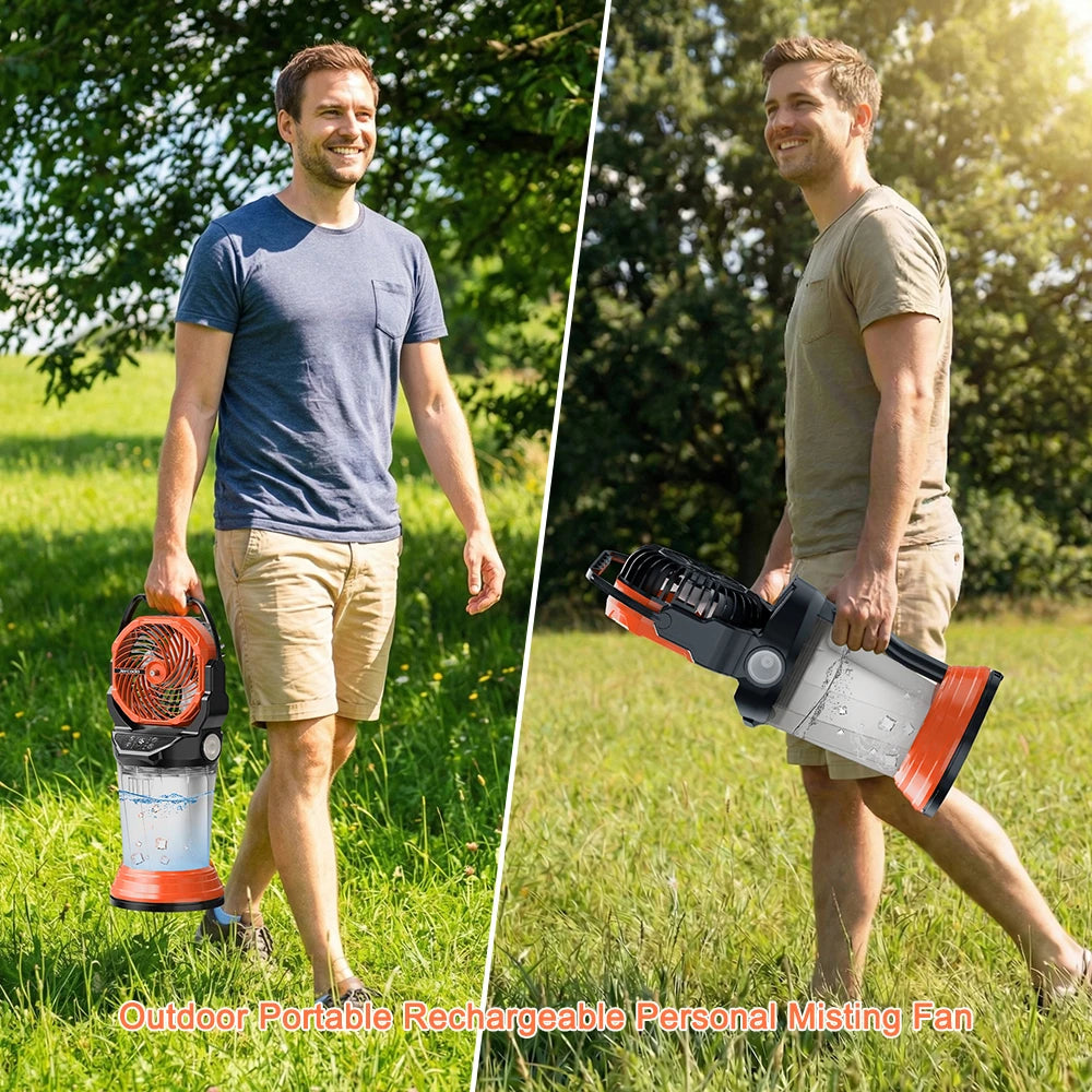 Portable Rechargeable Misting Fan with Remote Control .Outdoor Cooling Fan with Large Battery