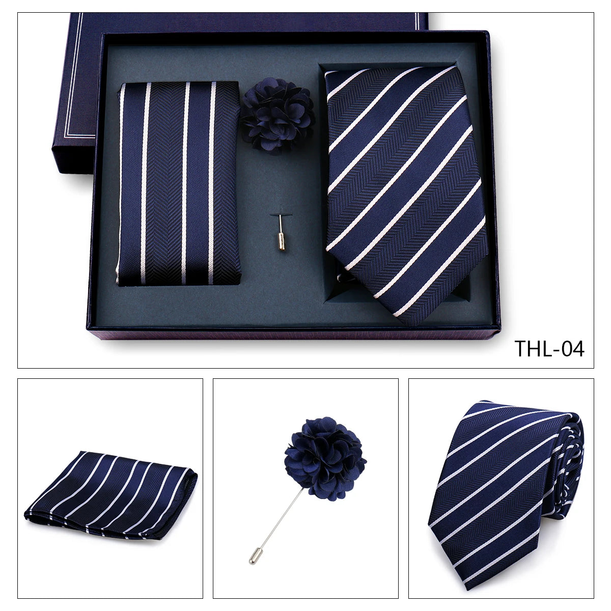 Luxury Men’s Paisley Necktie Gift Set. Silk Tie, Pocket Square, Cufflinks & Gift Box for Weddings & Business