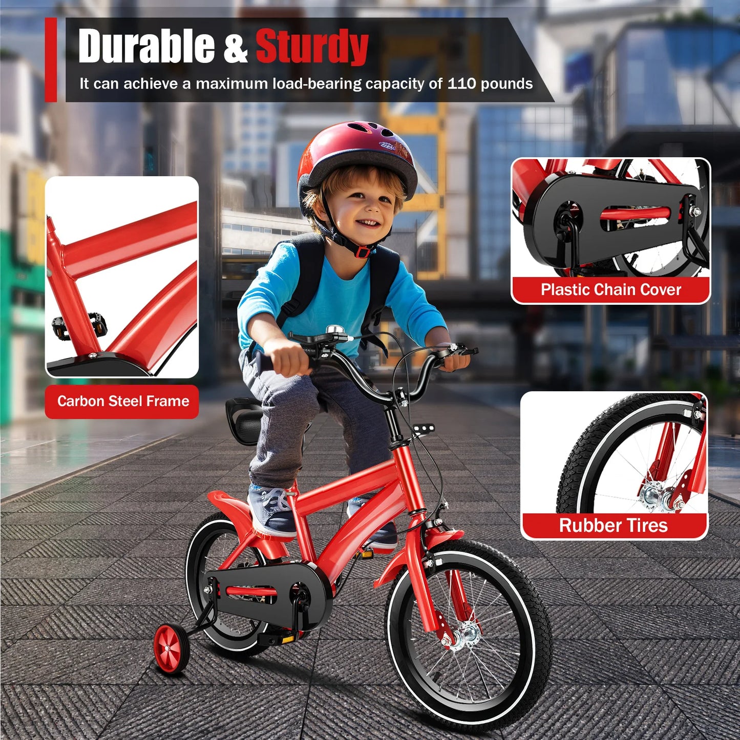 14 Inch Children’s Bicycle with Training Wheels .Kids Bike for Ages 2–5, Adjustable Seat & Handlebars, Boys & Girls