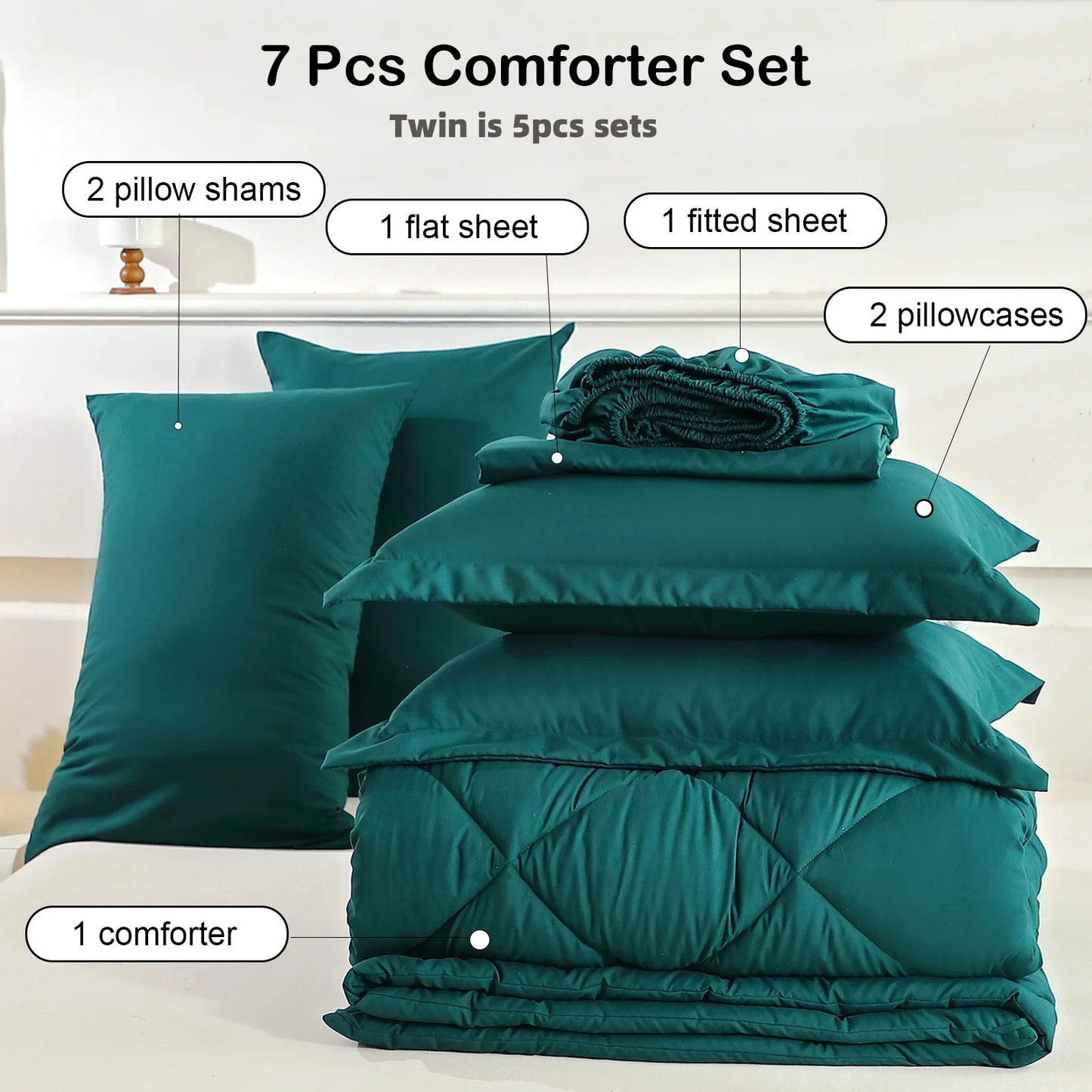 Luxury 5 Piece / 7 Piece Comforter Bedding Set.  Soft Modern Home Décor Collection