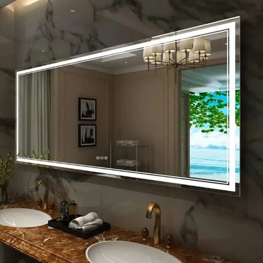 Large Illuminated LED Bathroom Mirror Front And Backlit
