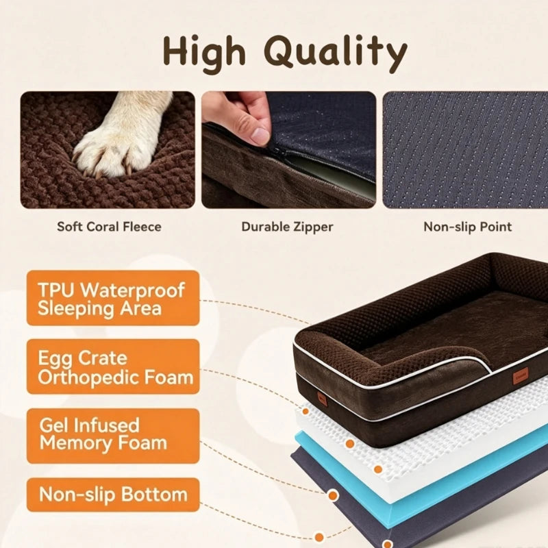 Orthopedic Dog Bed for Small & Medium Dogs – Removable Washable Cover