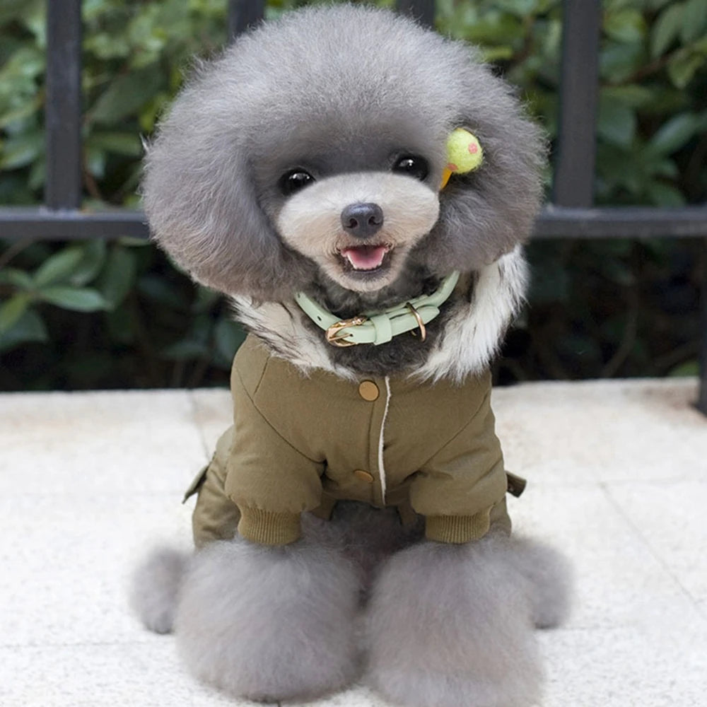 Luxury Hooded Winter Dog Snowsuit with Four-Leg Warm Protection