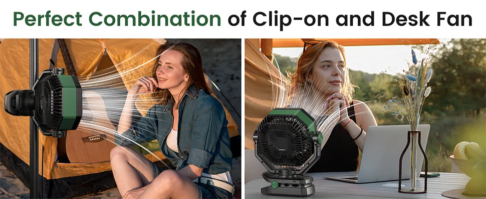 SKYTOO Rechargeable Camping Fan – 20,000mAh Portable Battery Fan with LED Lantern, Remote Control & Hanging Hook for Camping, RV, Tent & Emergency Use