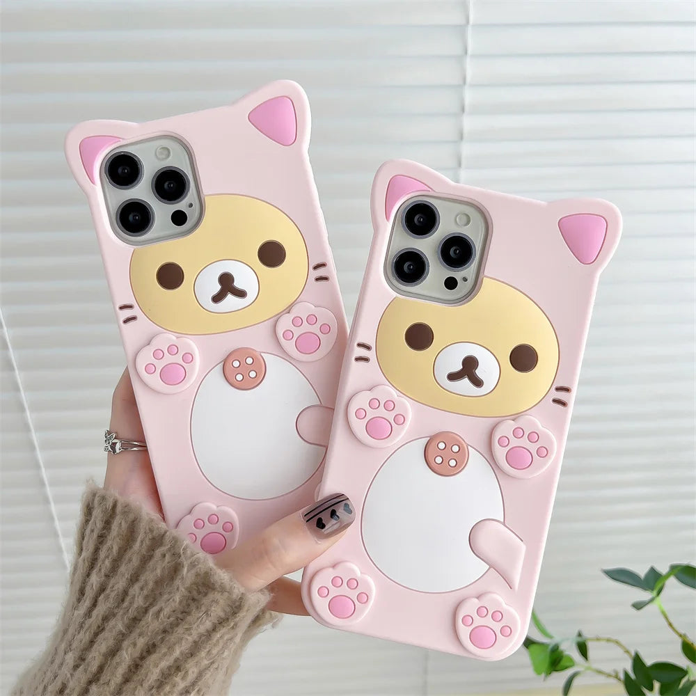 Cute Rilakkuma Bear Phone Case for iPhone Samsung