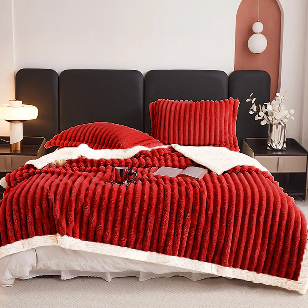 Luxury Weighted Sherpa Fleece Blanket . Ultra Soft Faux Rabbit Fur Throw for Bed & Sofa