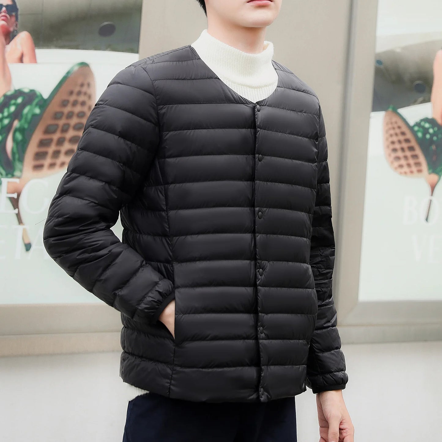 Men’s Ultra Light Winter Puffer Jacket. Warm Casual Waterproof Coat