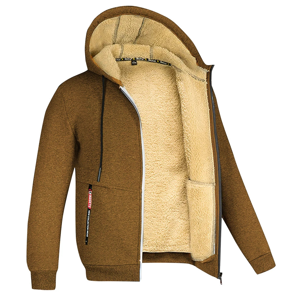 Sherpa Lined Zip Up Hoodie Jacket