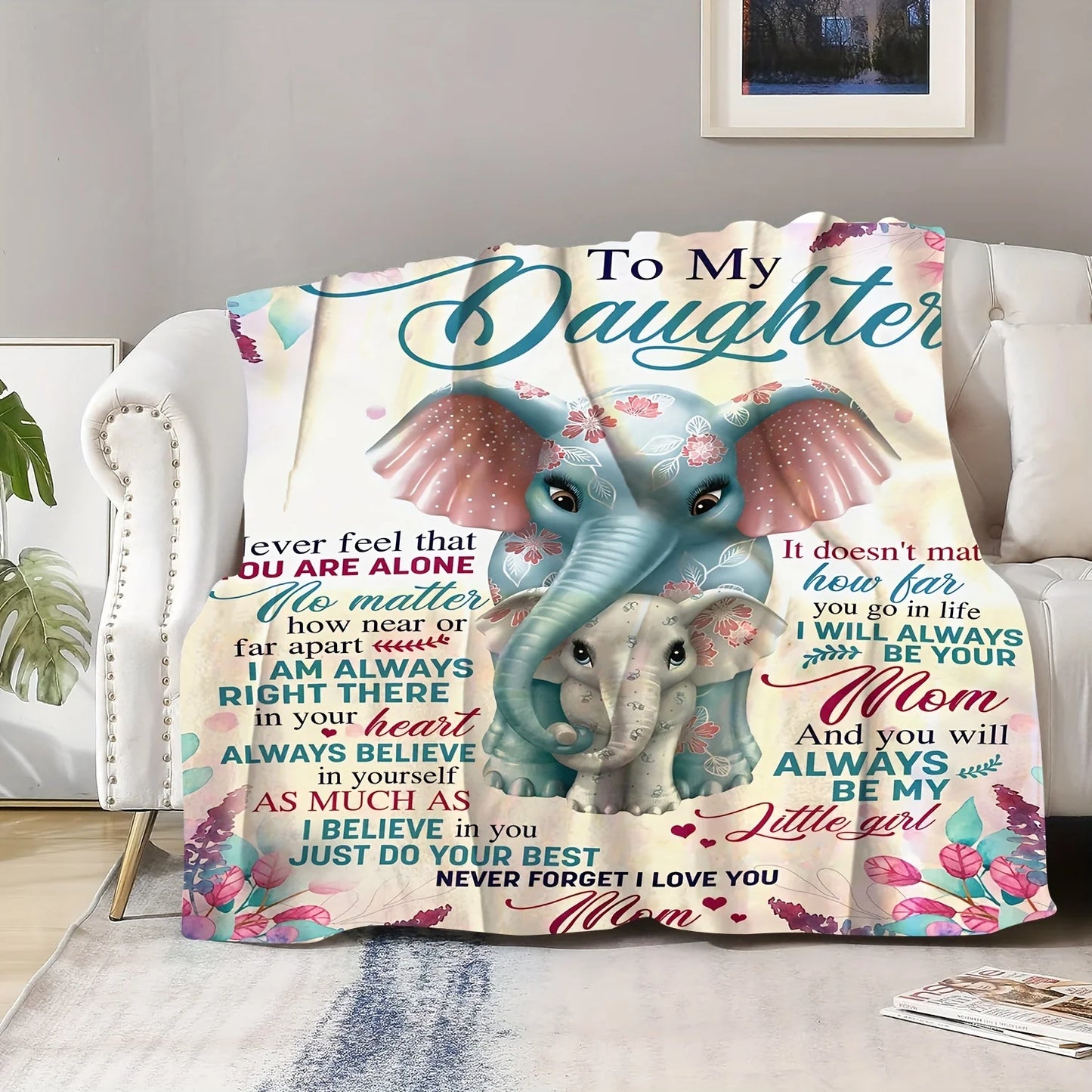 My Daughter Elephant Love Flannel Blanket