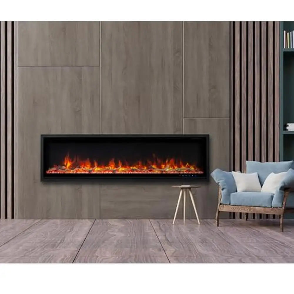 60IN Smart Electric Fireplace 5000 BTU Efficient Heating 400 sq. ft. Room Versatile Installation Elegant Design Adjustable Heat