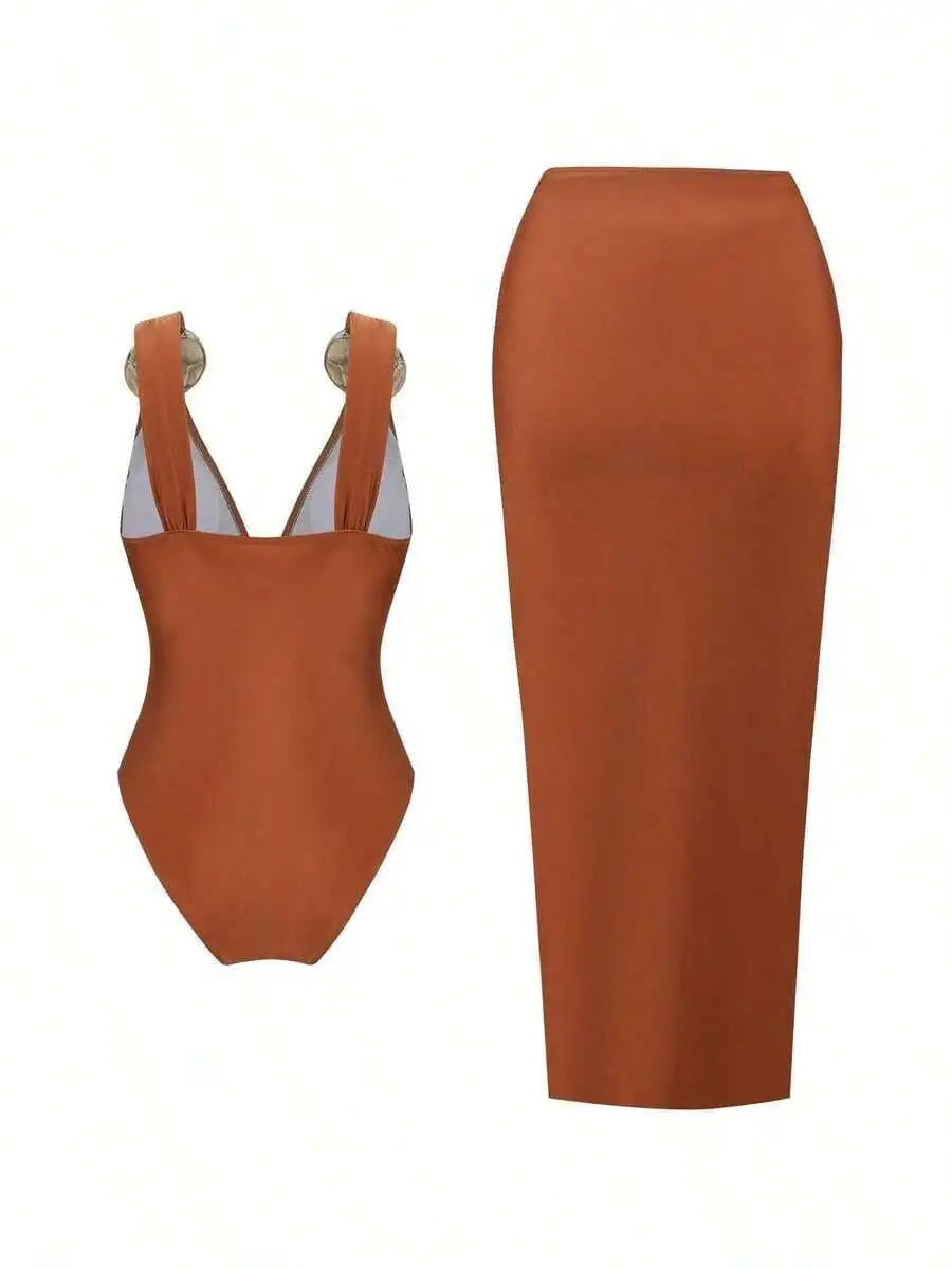 Women’s Slimming Halter One-Piece Swimsuit | Tummy Control V-Neck Bathing Suit