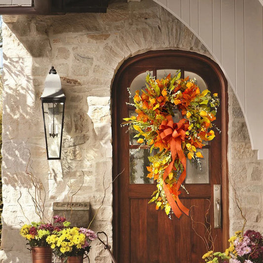 Thanksgiving Farmhouse Wreath Maple Leaf Autumn Decor