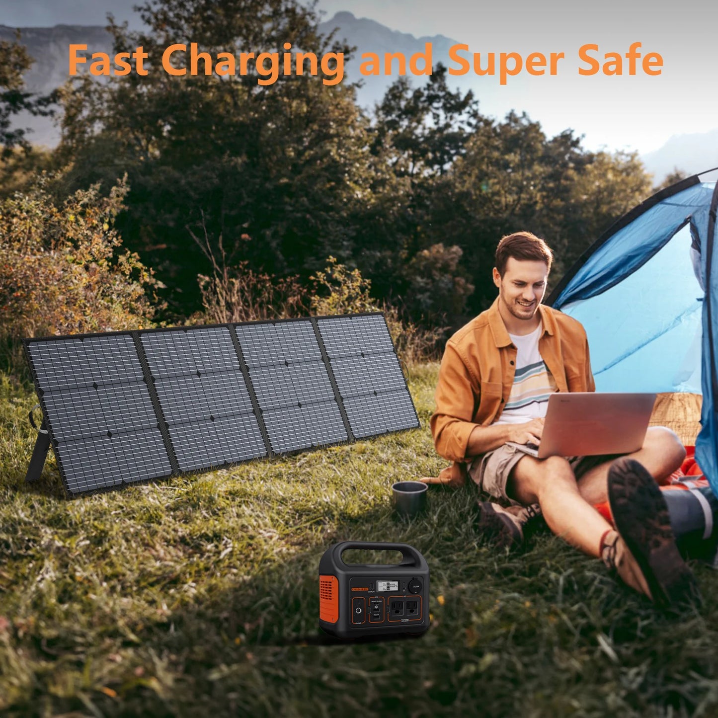 MHPOWOS Portable Solar Charger 40V 220W Foldable Solar Panel Kit for Jackery Bluetti Ecoflow Power stations RV Camping Patio
